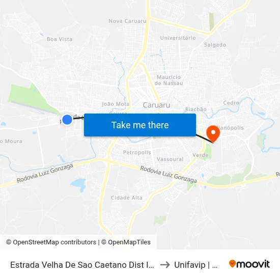 Estrada Velha De Sao Caetano Dist Indust, 2424 to Unifavip | Wyden map
