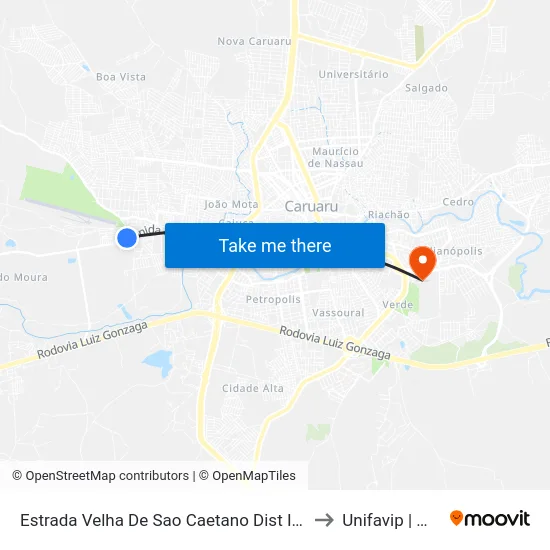 Estrada Velha De Sao Caetano Dist Indust, 2100 to Unifavip | Wyden map