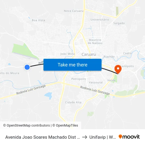 Avenida Joao Soares Machado Dist Indust, 21 to Unifavip | Wyden map