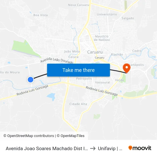 Avenida Joao Soares Machado Dist Indust, 1000 to Unifavip | Wyden map