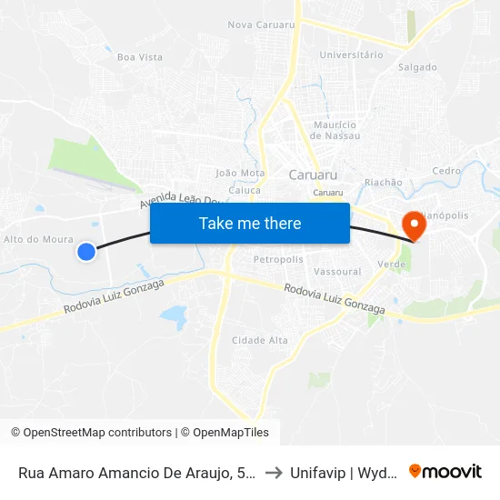Rua Amaro Amancio De Araujo, 560 to Unifavip | Wyden map