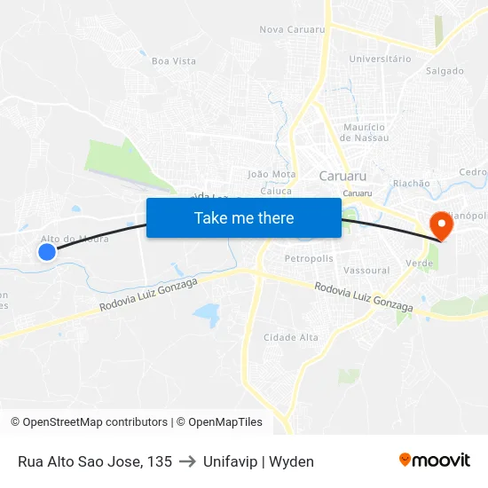 Rua Alto Sao Jose, 135 to Unifavip | Wyden map