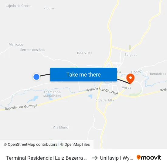 Terminal Residencial Luiz Bezerra Torres to Unifavip | Wyden map