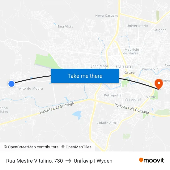 Rua Mestre Vitalino, 730 to Unifavip | Wyden map