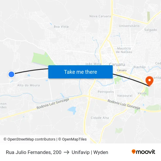 Rua Julio Fernandes, 200 to Unifavip | Wyden map