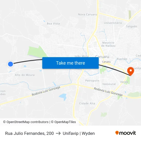 Rua Julio Fernandes, 200 to Unifavip | Wyden map
