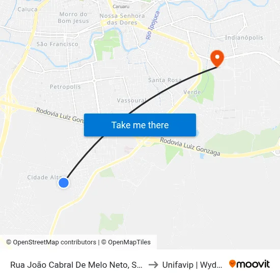 Rua João Cabral De Melo Neto, S/N to Unifavip | Wyden map
