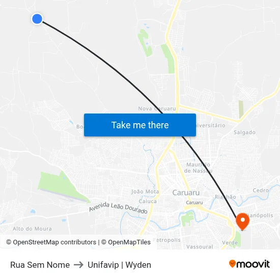Rua Sem Nome to Unifavip | Wyden map