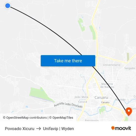 Povoado Xicuru to Unifavip | Wyden map