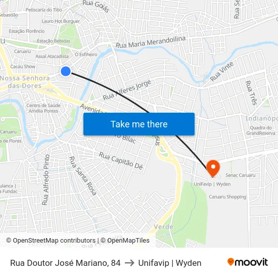 Rua Doutor José Mariano, 84 to Unifavip | Wyden map