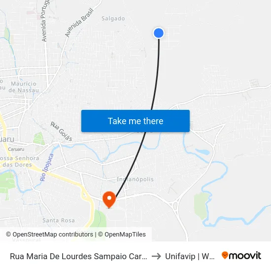 Rua Maria De Lourdes Sampaio Carneiro 12 to Unifavip | Wyden map