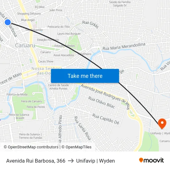Avenida Rui Barbosa, 366 to Unifavip | Wyden map