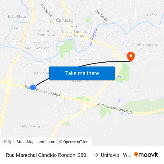 Rua Marechal Cândido Rondon, 280 - Caruaru to Unifavip | Wyden map