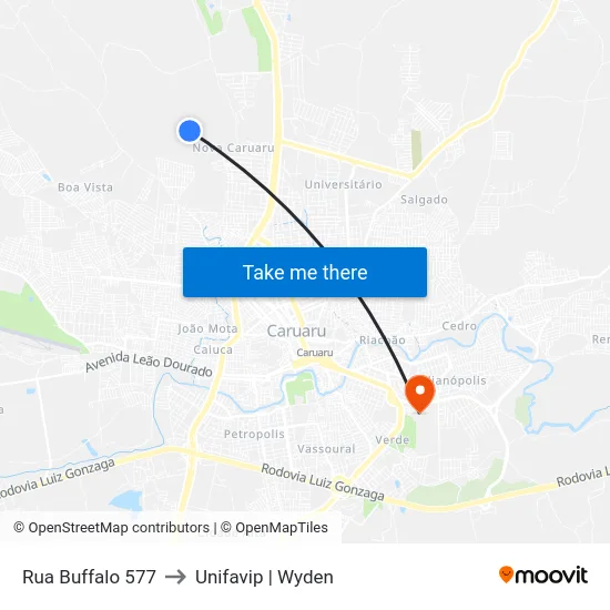 Rua Buffalo 577 to Unifavip | Wyden map