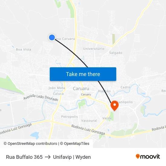 Rua Buffalo 365 to Unifavip | Wyden map