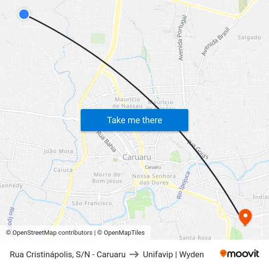 Rua Cristinápolis, S/N - Caruaru to Unifavip | Wyden map