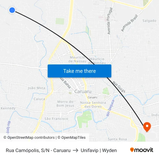 Rua Camópolis, S/N - Caruaru to Unifavip | Wyden map
