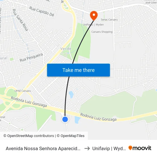 Avenida Nossa Senhora Aparecida 90 to Unifavip | Wyden map