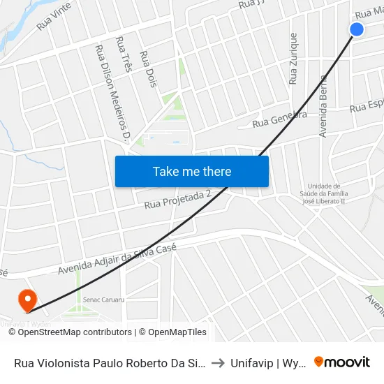 Rua Violonista Paulo Roberto Da Silva 70 to Unifavip | Wyden map