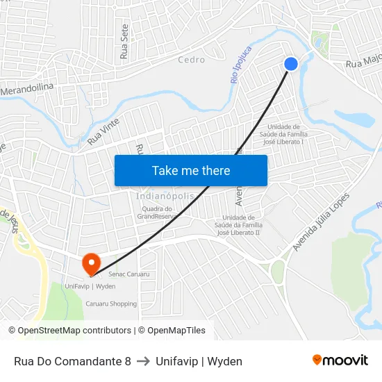 Rua Do Comandante 8 to Unifavip | Wyden map