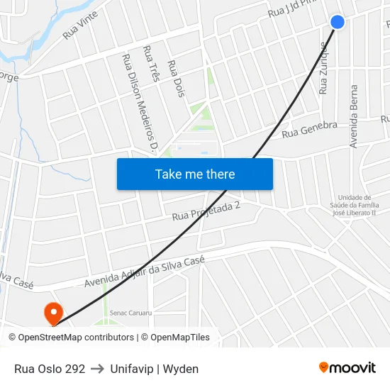 Rua Oslo 292 to Unifavip | Wyden map