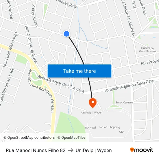 Rua Manoel Nunes Filho 82 to Unifavip | Wyden map