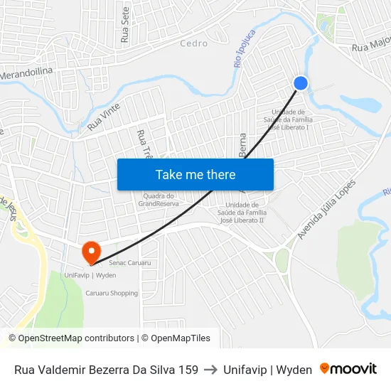 Rua Valdemir Bezerra Da Silva 159 to Unifavip | Wyden map
