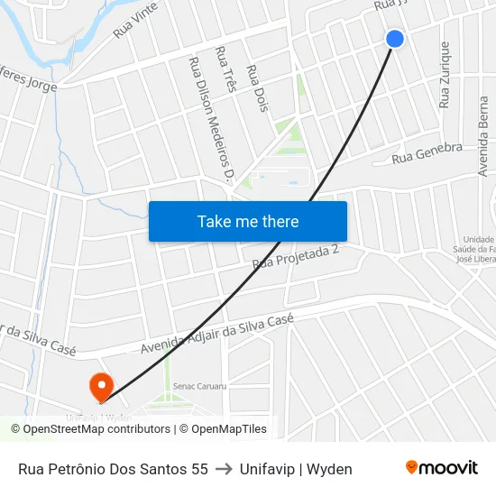 Rua Petrônio Dos Santos 55 to Unifavip | Wyden map