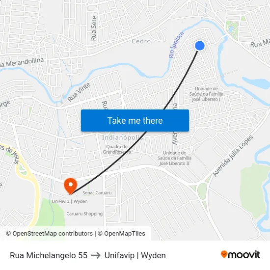 Rua Michelangelo 55 to Unifavip | Wyden map