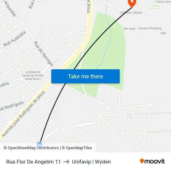 Rua Flor De Angelim 11 to Unifavip | Wyden map
