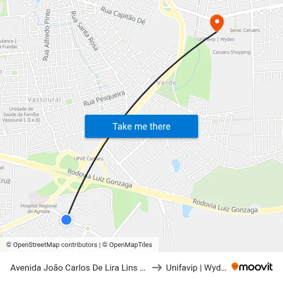 Avenida João Carlos De Lira Lins 410 to Unifavip | Wyden map