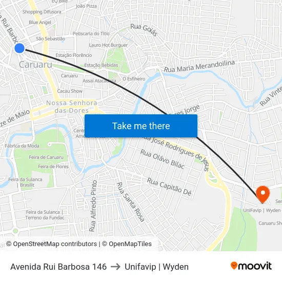 Avenida Rui Barbosa 146 to Unifavip | Wyden map