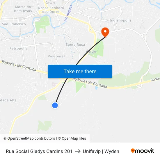 Rua Social Gladys Cardins 201 to Unifavip | Wyden map