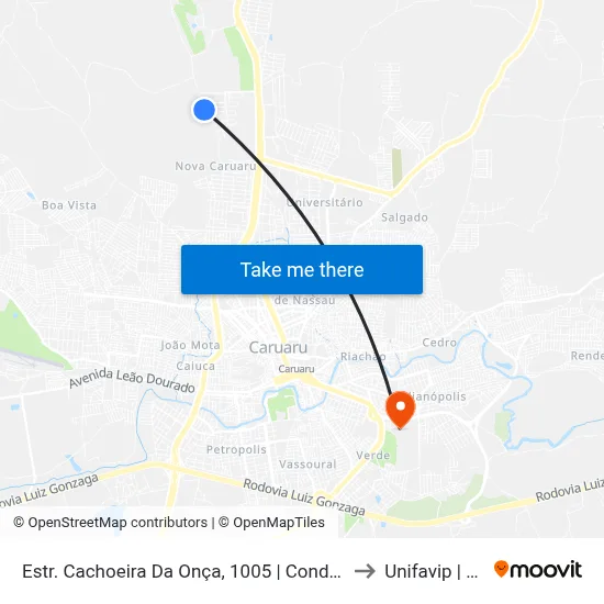 Estr. Cachoeira Da Onça, 1005 | Condomínio Vog Ville to Unifavip | Wyden map