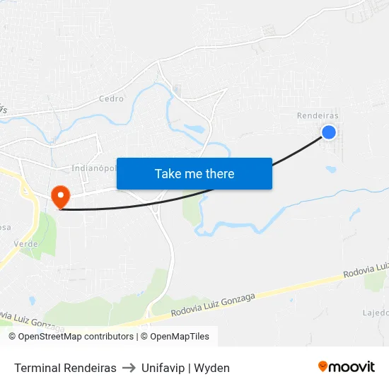 Terminal Rendeiras to Unifavip | Wyden map