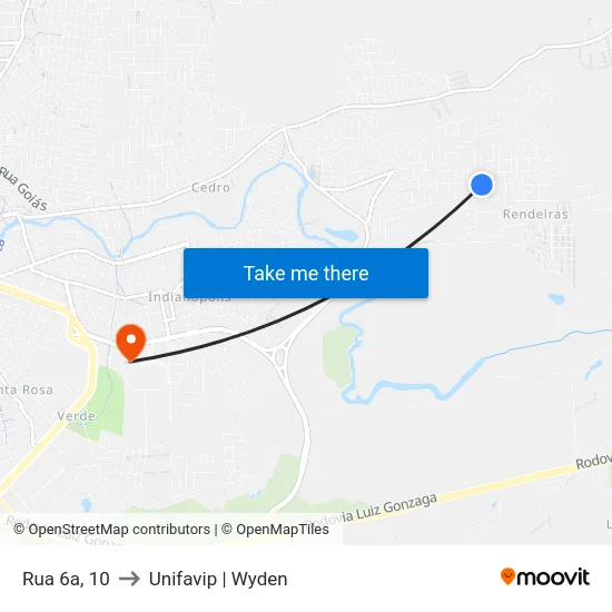 Rua 6a, 10 to Unifavip | Wyden map