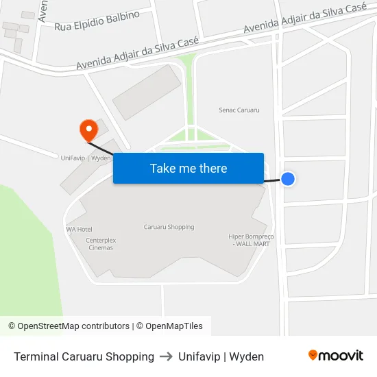 Terminal Caruaru Shopping to Unifavip | Wyden map