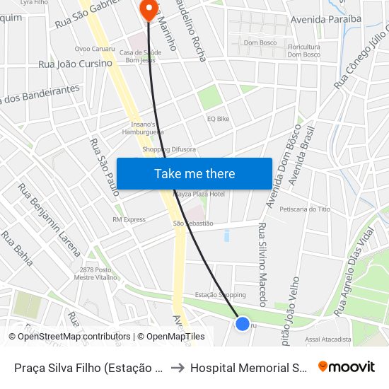 Praça Silva Filho (Estação Ferroviária) to Hospital Memorial São Gabriel map