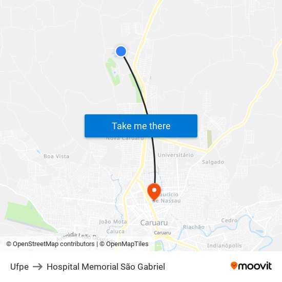 Ufpe to Hospital Memorial São Gabriel map