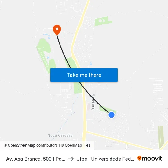 Av. Asa Branca, 500 | Pq. Urbano Das Baraun to Ufpe - Universidade Federal De Pernambuco map