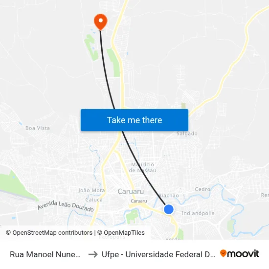 Rua Manoel Nunes Filho 548 to Ufpe - Universidade Federal De Pernambuco map