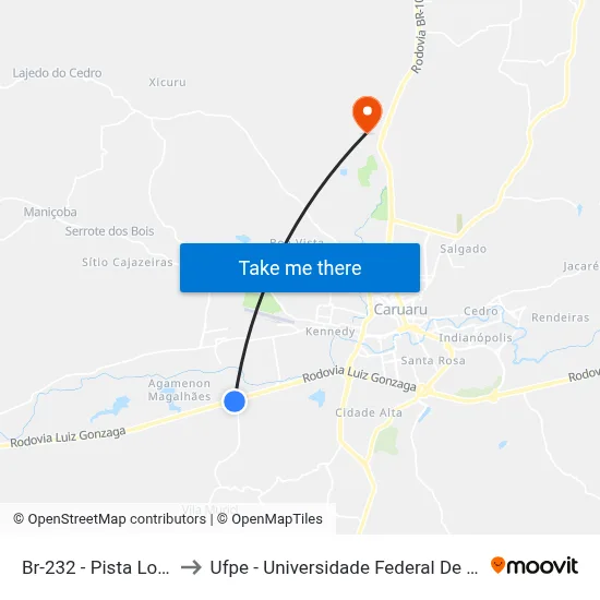 Br-232 - Pista Local, 420 to Ufpe - Universidade Federal De Pernambuco map