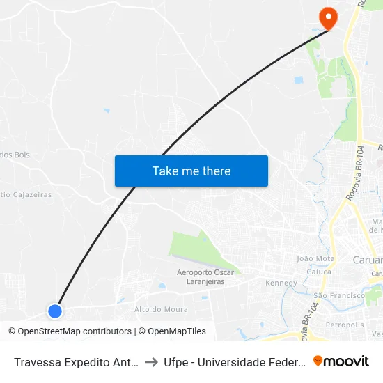Travessa Expedito Antônio Da Silva 38 to Ufpe - Universidade Federal De Pernambuco map