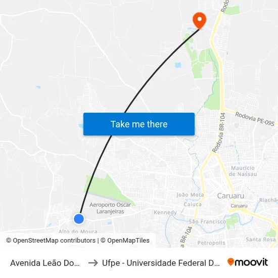 Avenida Leão Dourado 615 to Ufpe - Universidade Federal De Pernambuco map