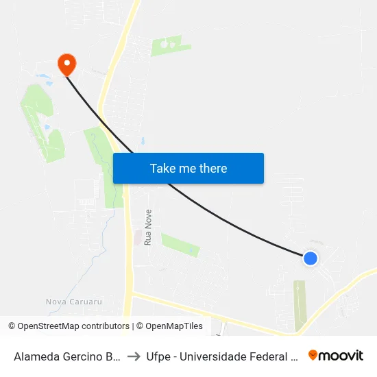 Alameda Gercino Barbosa 360 to Ufpe - Universidade Federal De Pernambuco map