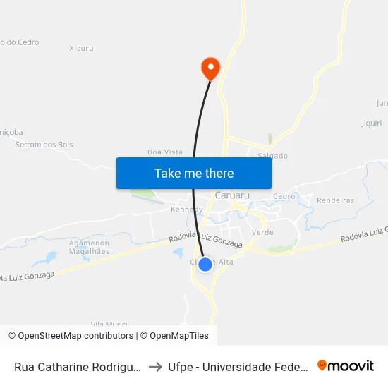 Rua Catharine Rodrigues De Barros 313 to Ufpe - Universidade Federal De Pernambuco map