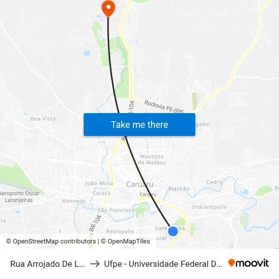Rua Arrojado De Lisboa 266 to Ufpe - Universidade Federal De Pernambuco map