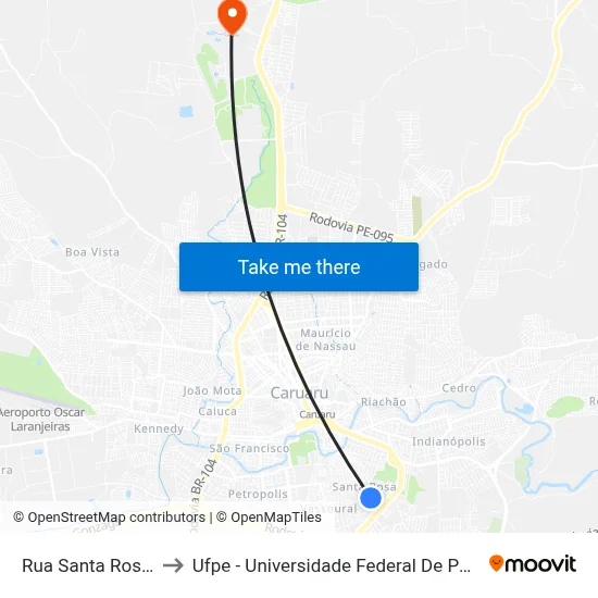 Rua Santa Rosa 880 to Ufpe - Universidade Federal De Pernambuco map