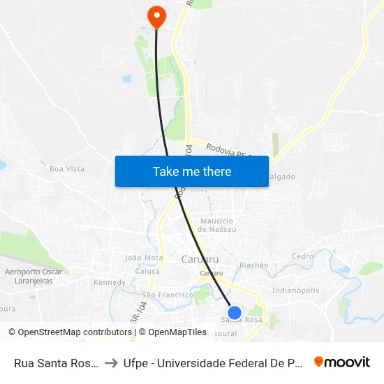 Rua Santa Rosa 449 to Ufpe - Universidade Federal De Pernambuco map