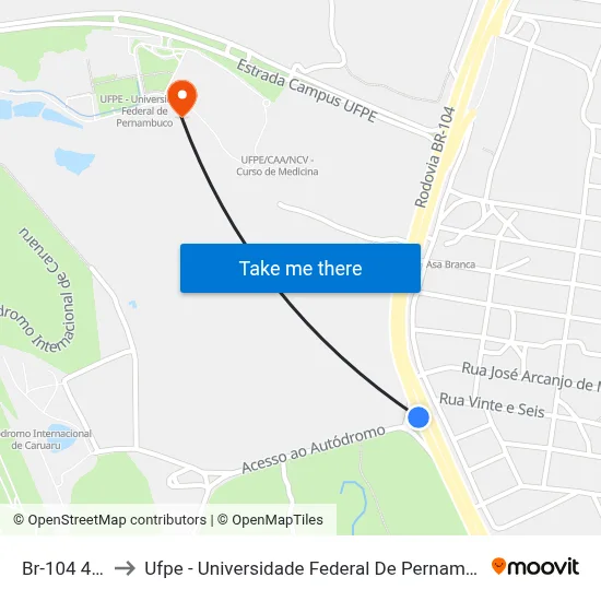 Br-104 472 to Ufpe - Universidade Federal De Pernambuco map
